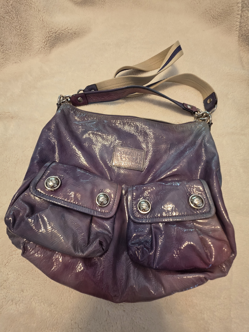 Collectors Item : Coach Purple Poppy Power: Rare Patent Shoulder Bag